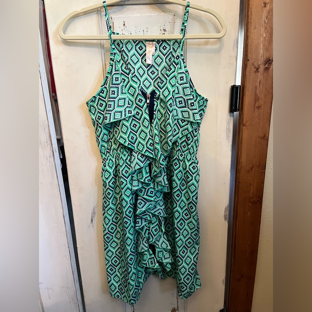 Above knee, teal, navy detail, sundress